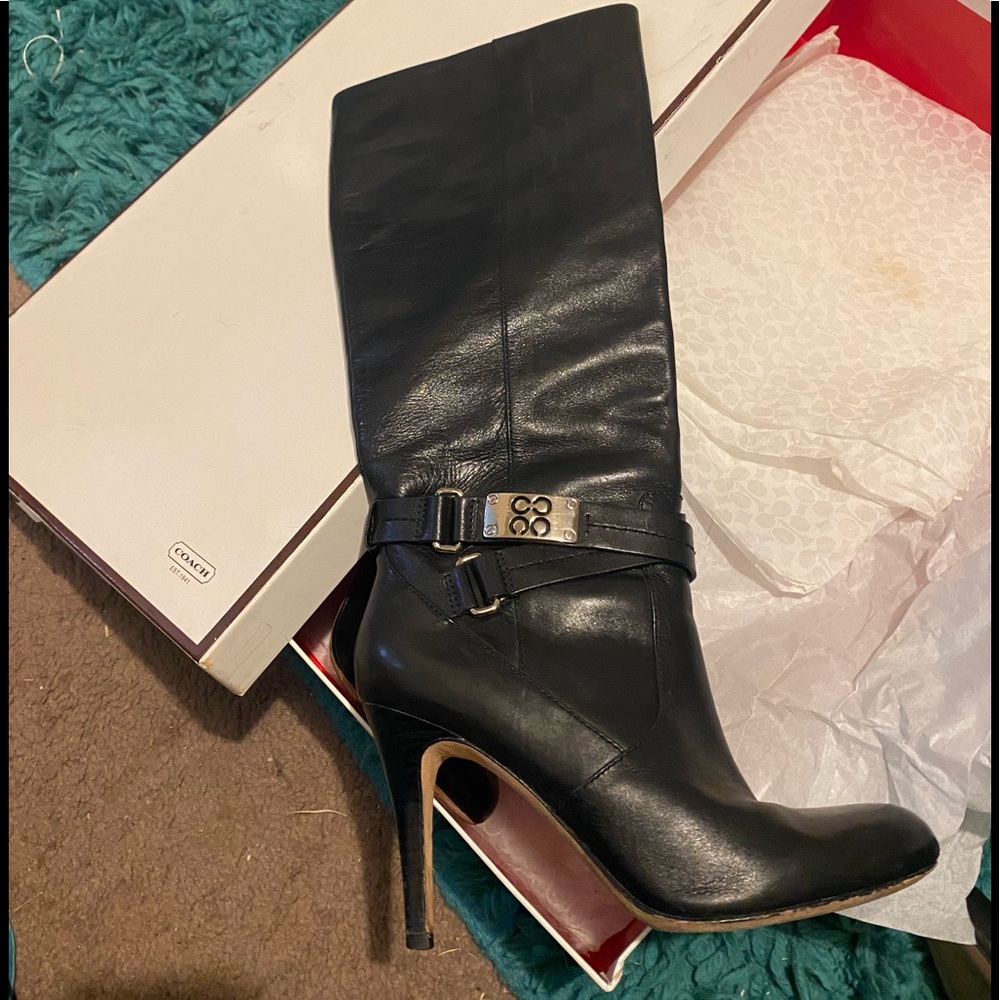 Beautiful coach black, leather boots. Size 7.